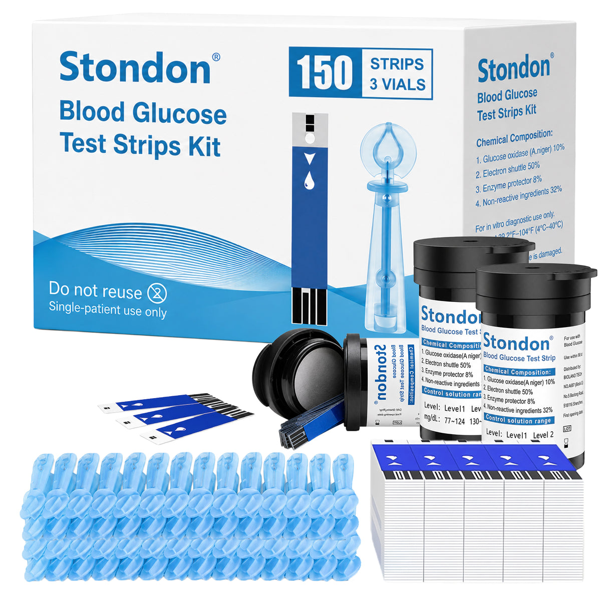 Stondon ST-150 Blood Glucose Test Strips & Lancets