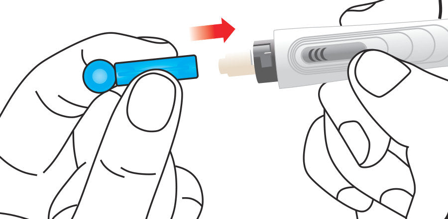 Loading a fresh sterile lancet into the lancing device