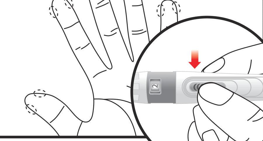 Using the lancing device at the side of a fingertip